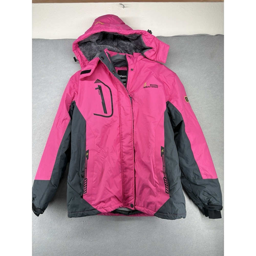 Wantdo Women's Pink Hooded Winter Snow Jacket Fleece Lined Sz L Snowboard‎
